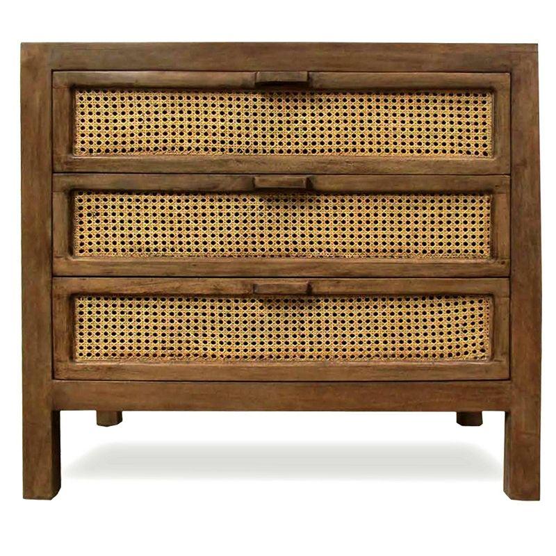 Easton Woven Cane Three Drawer Chest Natural - StyleCraft: Mango Wood Storage, No Assembly Required