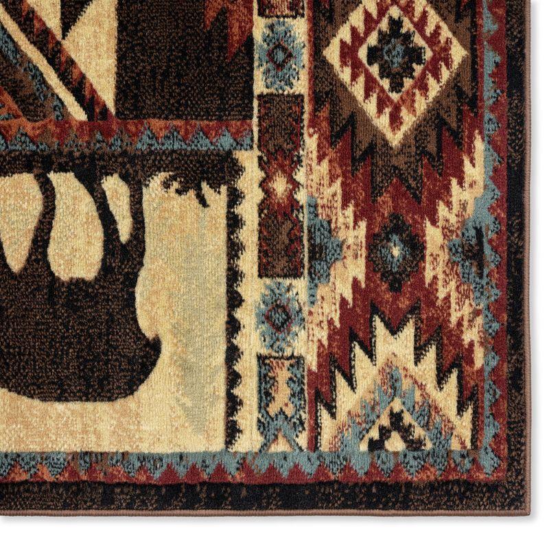 Buffalo Southwest Lodge Wildlife 94" Red Synthetic Area Rug