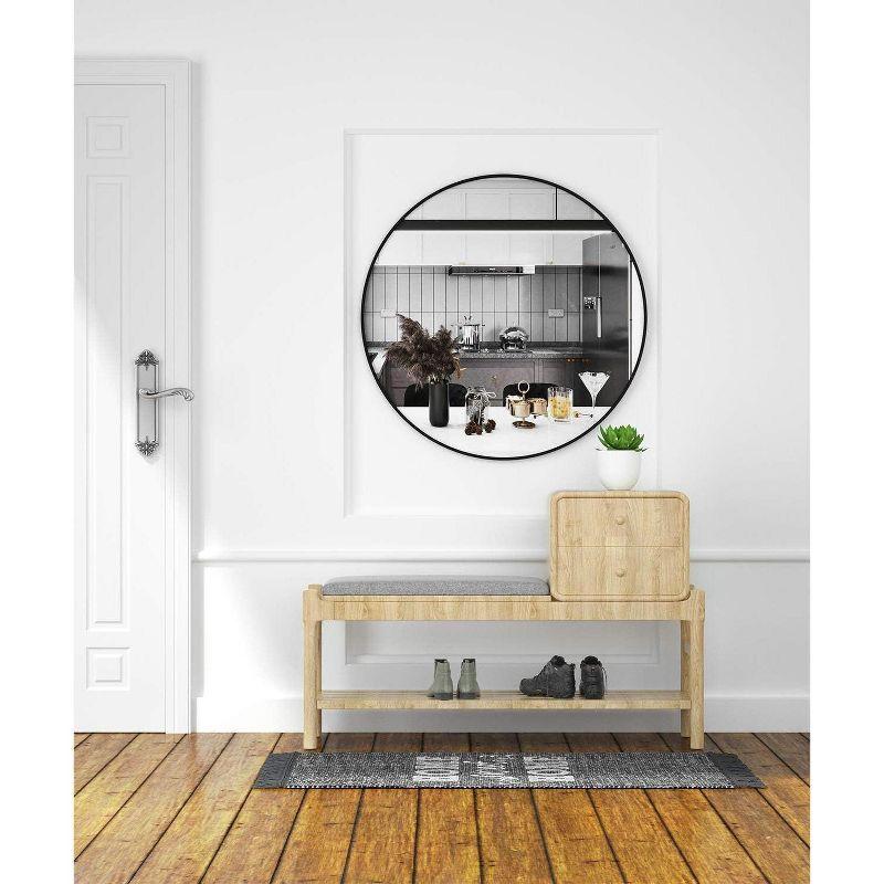 USHOWER 36" Black Round Wall Mirror - Metal Frame Circle Mirror for Bathroom, Bedroom, Living Room, and Entryway Decor