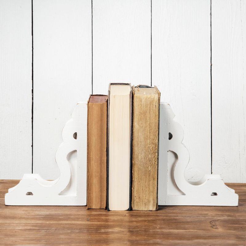 Vintage White Wood Corbel Bookends Set of 2