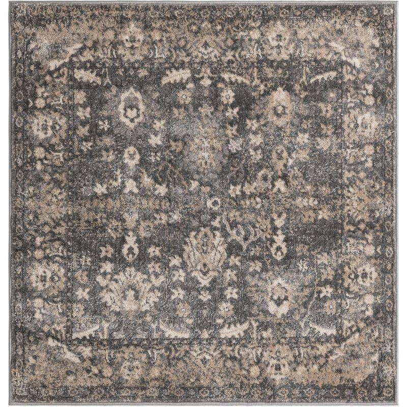 Unique Loom Portland Collection Area Rug - Central (4' 1" Square Gray/Beige)