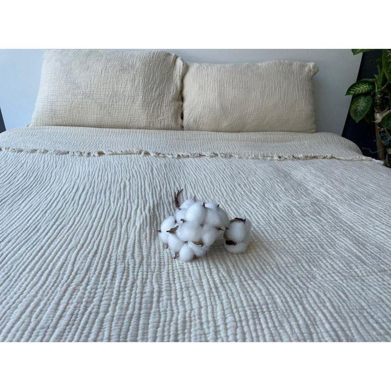 Ivory Organic Cotton King Reversible Bedspread Set