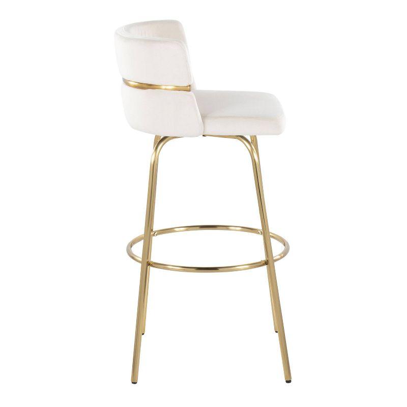 Set of 2 Cinch-Claire Barstools Gold/Cream - LumiSource: Swivel, Velvet Upholstery, Metal Base