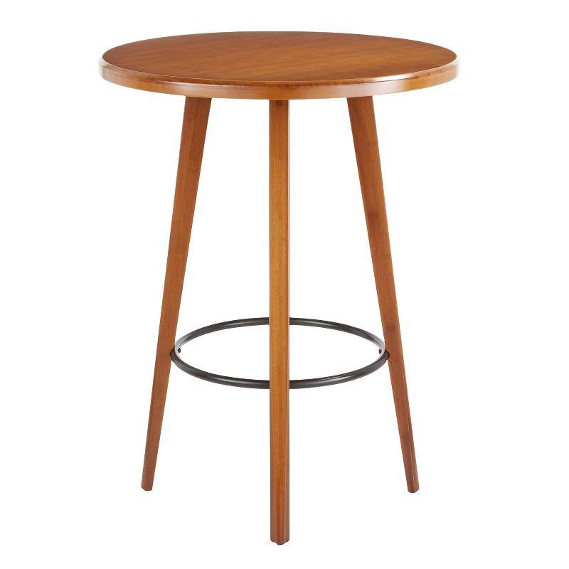 Mid-Century Modern Round Walnut Counter Table with Metal Footrest