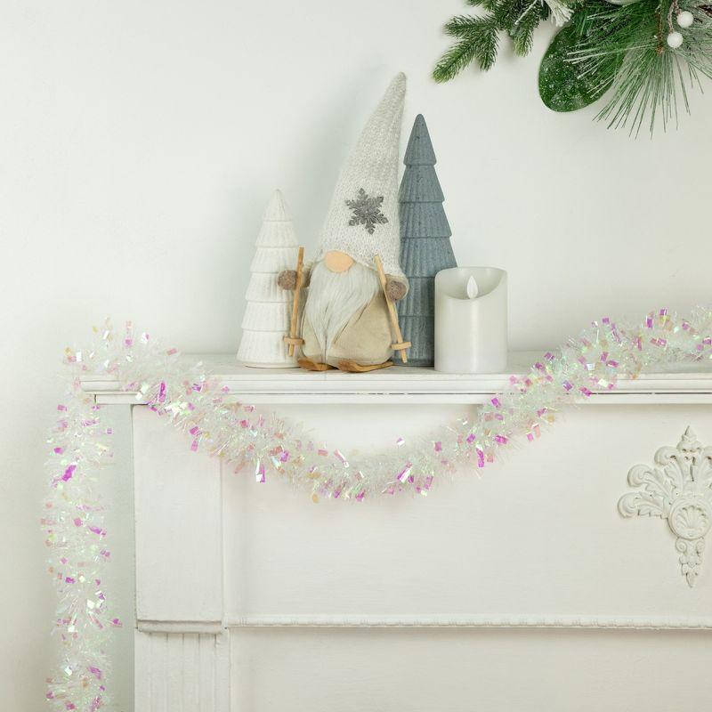 Iridescent White Tinsel Christmas Garland with Snowblush Strands