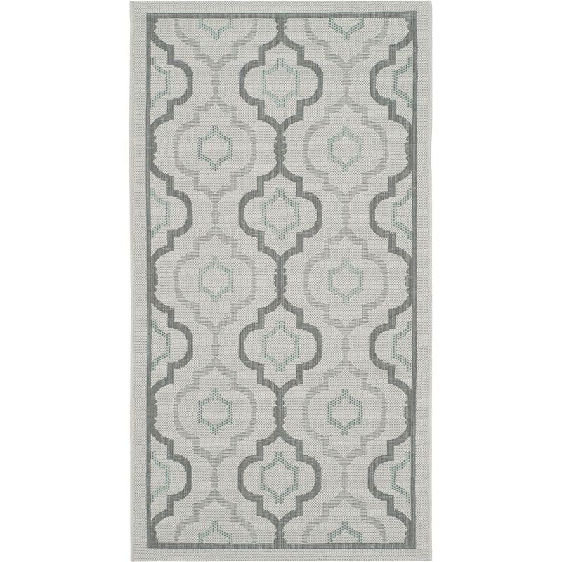 Light Grey and Anthracite Synthetic Square Easy-Care Area Rug