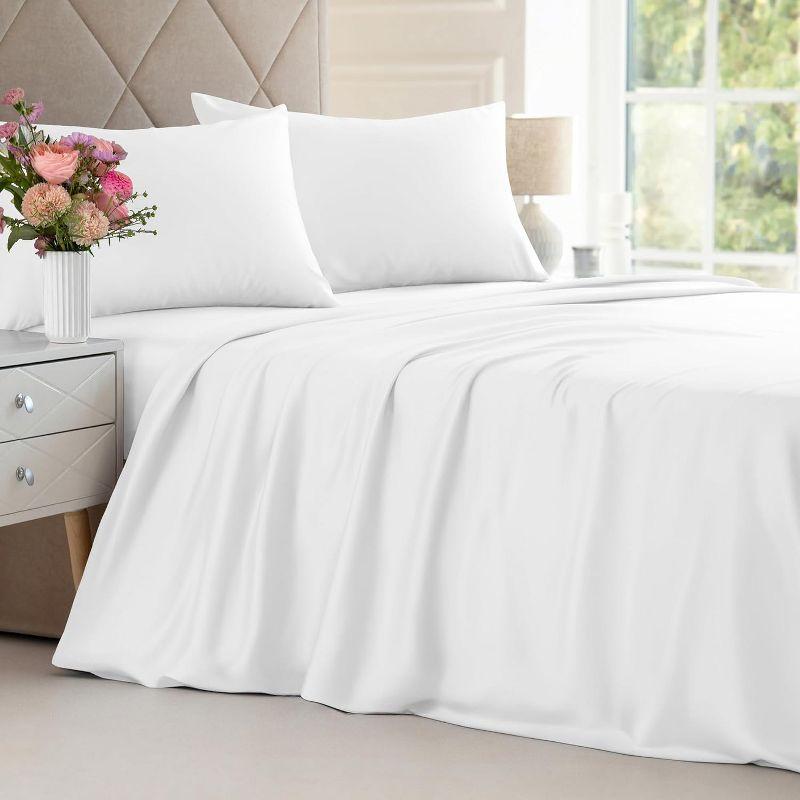 CGK Linens Premium Rayon From Bamboo 4 Piece Deep Pocket Ultra Soft & Cooling Sheet Set