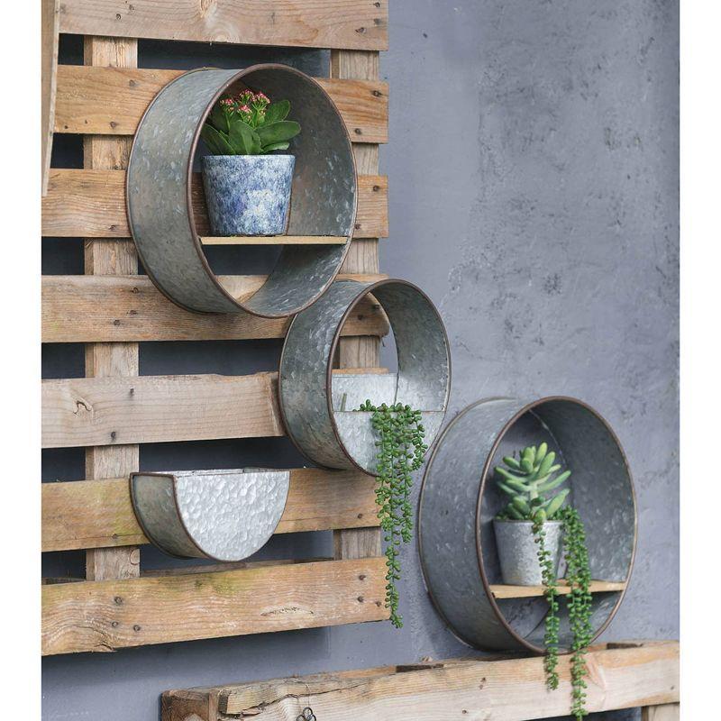 Set of 5 Zale Round Wall Planters Gray - A&B Home: Industrial Style Iron Artwork, Includes Mounting Hardware