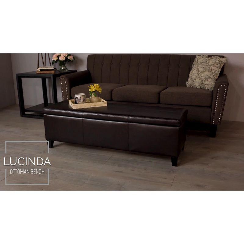 Lucinda Faux Leather Storage Ottoman Bench Teal - Christopher Knight Home: Solid Wood, Rectangular, Padded