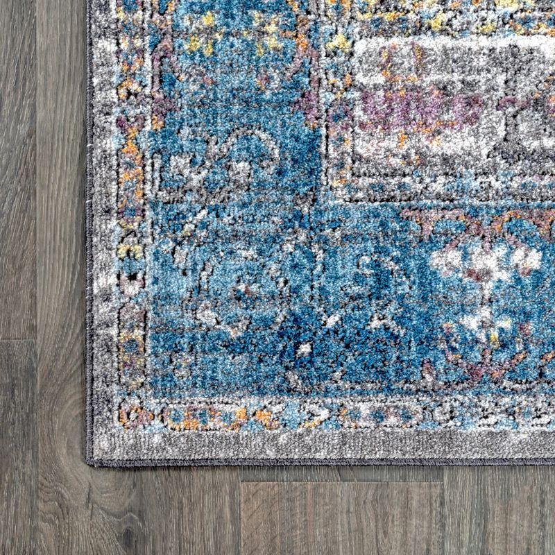 8'x10' Anatolia Vintage Medallion Area Rug, Peacock Blue/Gray - JONATHAN Y