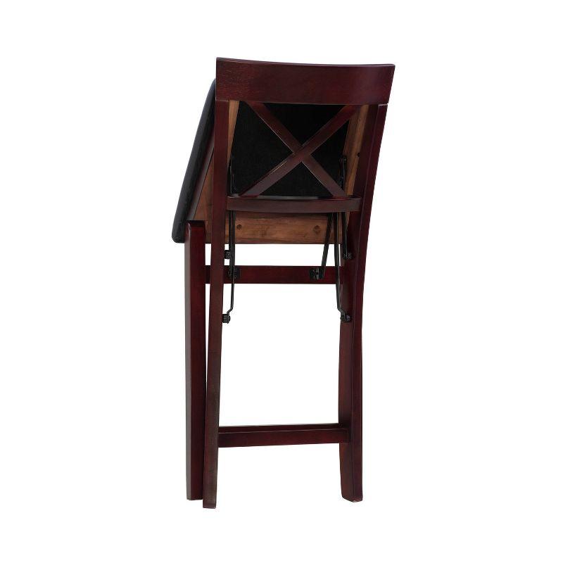 Triena X Back Faux Leather Folding Counter Height Barstool Espresso - Linon: Padded Seat, 24" High