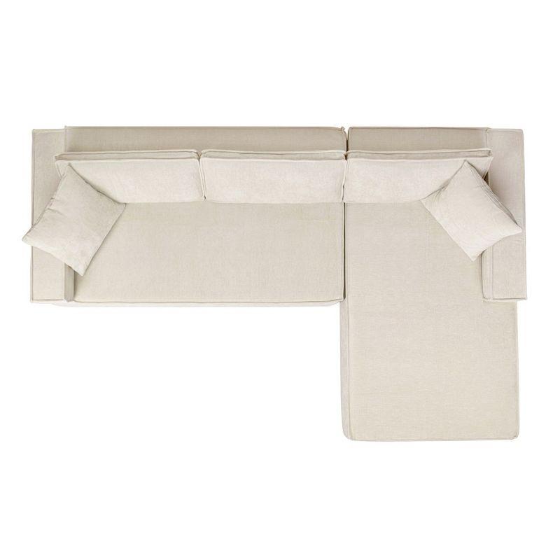 Jennifer Taylor Home Brenley 110.5" RAF Sofa-in-a-Box Sectional Sofa, Porcelain Light Beige Chenille