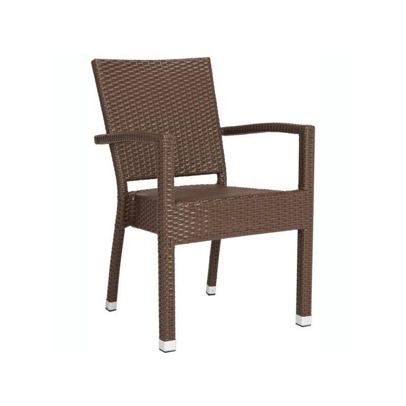 Kelda Stackable Arm Chair Indoor/Outdoor (Set Of 2) - PAT4004 - Brown - Safavieh