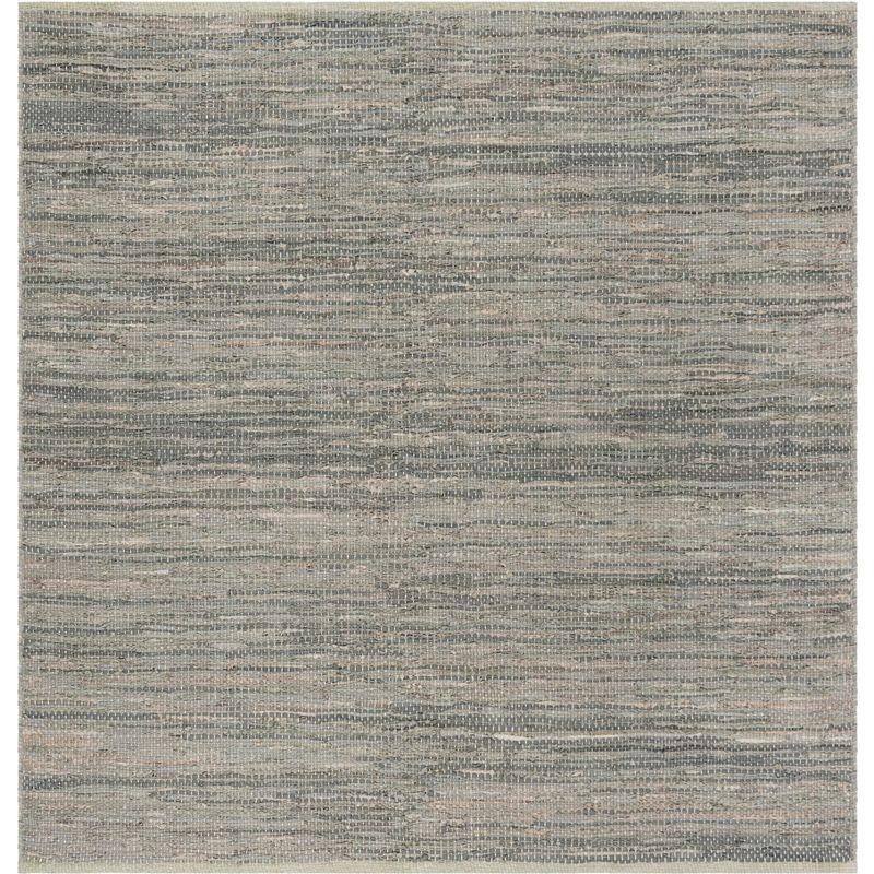 Vintage Leather VTL105 Hand Woven Area Rug - Grey - 6'x6' - Safavieh.