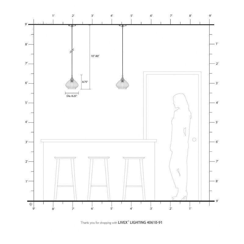 Livex Lighting Art Glass 1 - Light Pendant in  Brushed Nickel