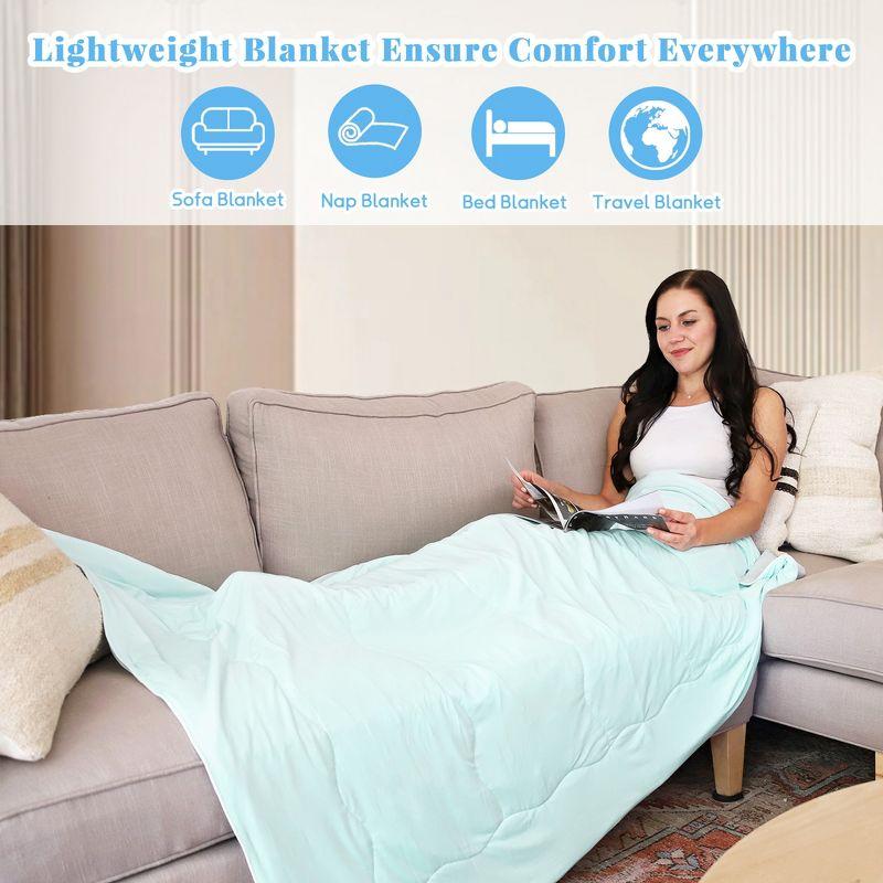 Catalonia Reversible Cooling Blanket, Lightweight Summer Comforter for Hot Sleepers, Silky Soft Summer Duvet Throw Size, 50 x 60 inches, Soft Breathable