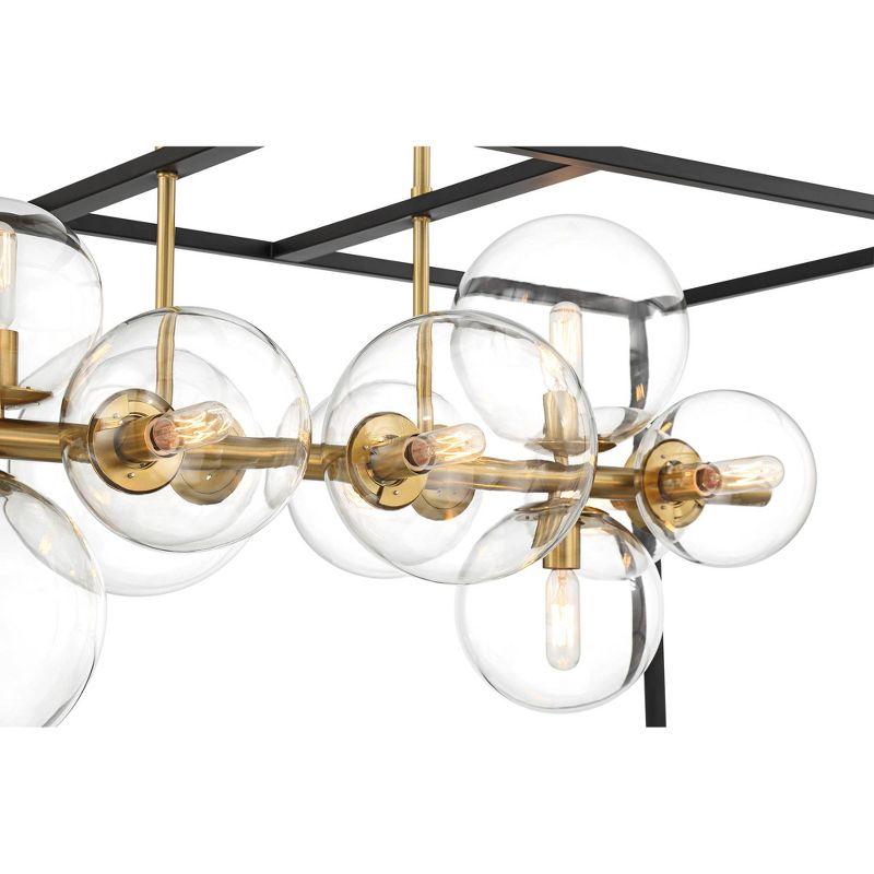 Possini Euro Design Fitzgerald Black Gold Linear Pendant Chandelier 38" Wide Modern Clear Glass 12-Light Fixture for Dining Room