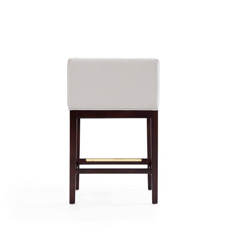 Kingsley Beech Wood Counter Height Barstool Ivory - Manhattan Comfort: Faux Leather, Gold Footrest, No Assembly Required