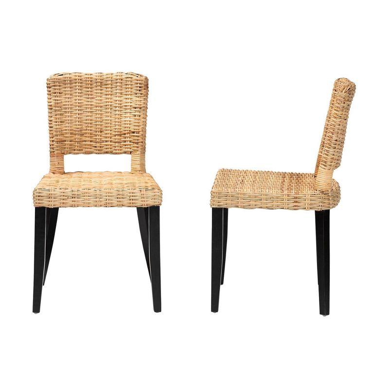 bali & pari Dermot Wood and Natural Rattan Dining Chair Dark Brown/Natural Brown: Interlaken Style, No Assembly Required