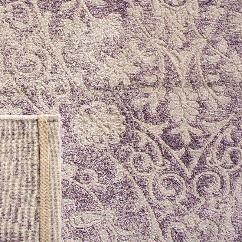 Lavender and Ivory Rectangular Synthetic Area Rug