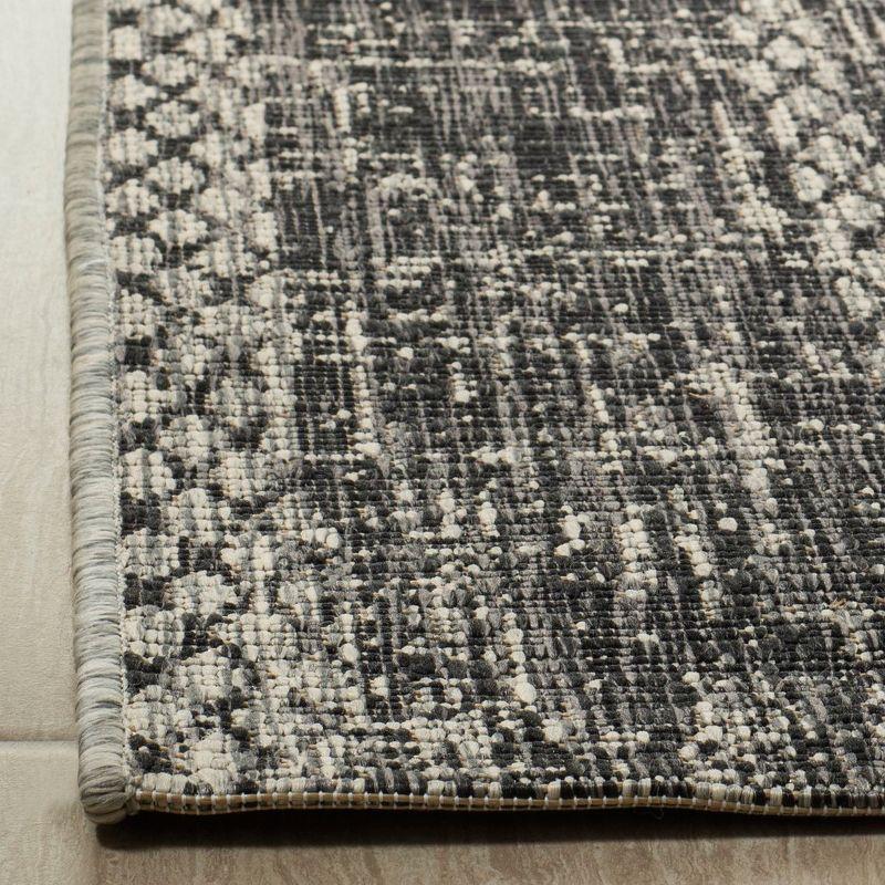 Courtyard CY8736 Power Loomed Indoor and Outdoor Area Rug - Light Grey/Black - 6'7"x6'7" - Safavieh