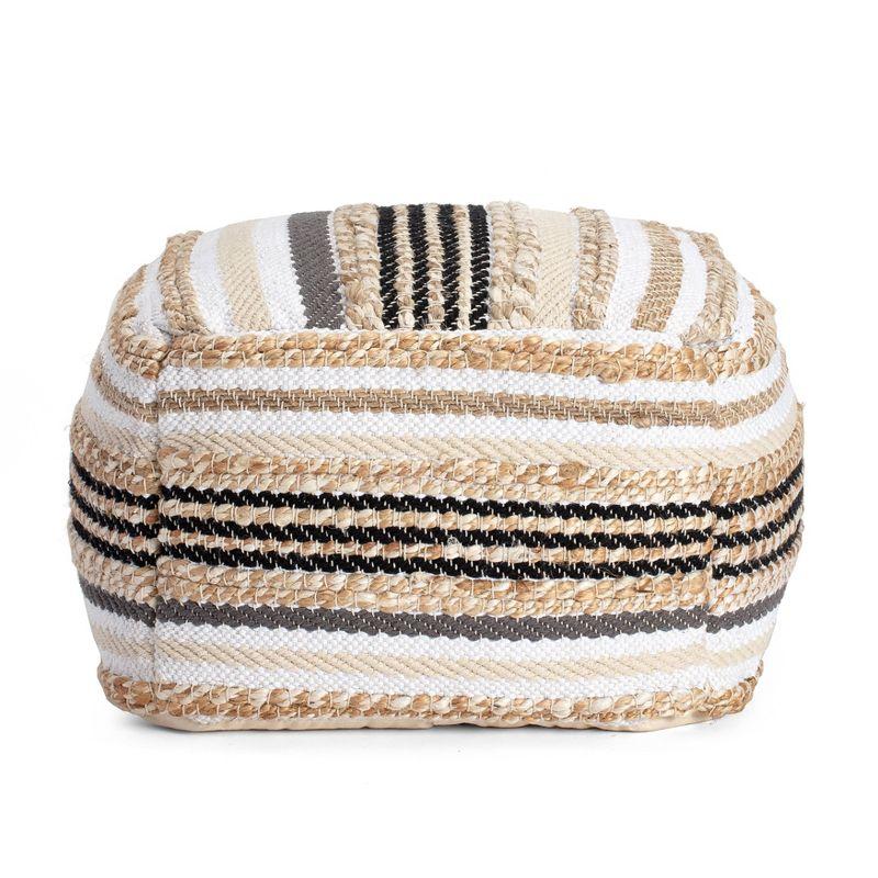 Arsenal Beige and Grayscale Square Pouf Ottoman