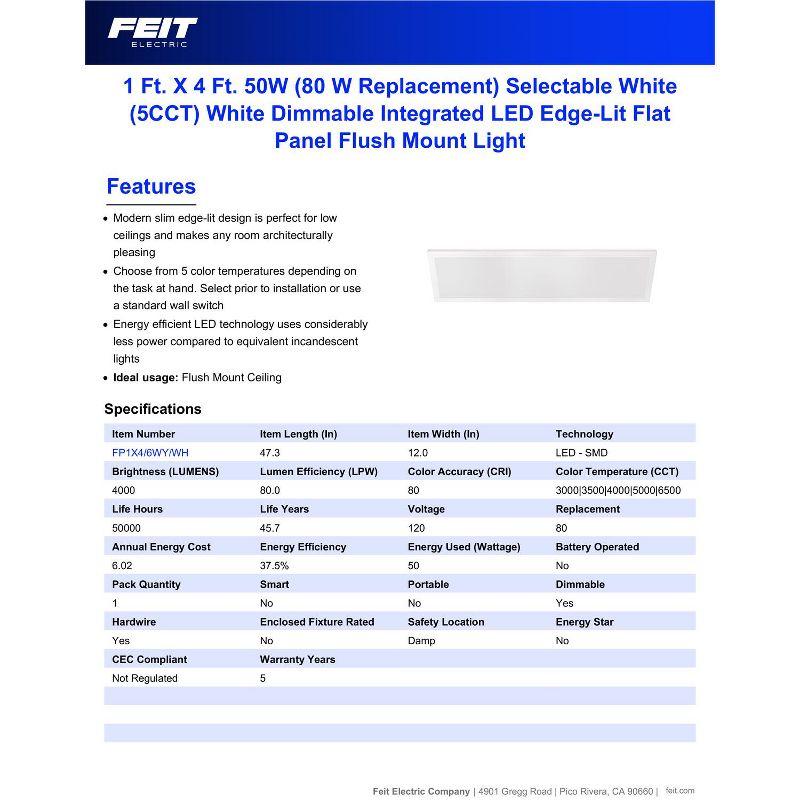 Feit Electric Flush Mount LED Flat Panel Light, White, FP1X4/6WY/WH