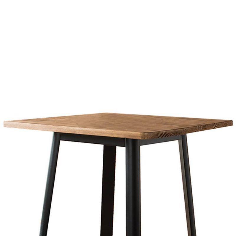 Industrial Pine Wood Square Bar Table in Natural & Black