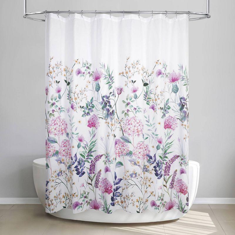 Bloomstruck Shower Curtain - Allure Home Creations: Botanical Microfiber, Machine Washable, No Accessories Included