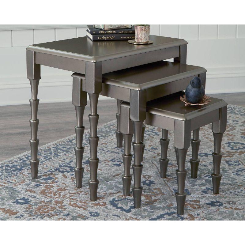 Metallic Gray Wood and Metal Nesting Side Tables Set