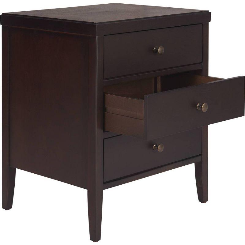 Finley Dark Brown Solid Wood 3-Drawer Nightstand