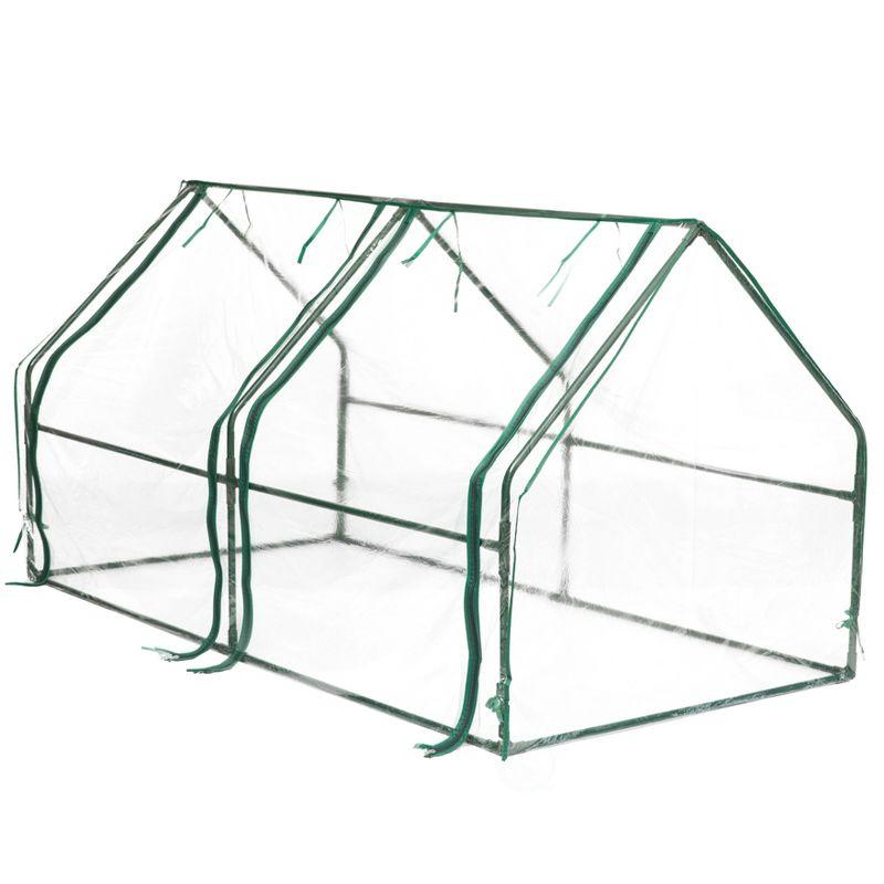 Medium Green Waterproof Portable Plant Greenhouse with Clear Windows