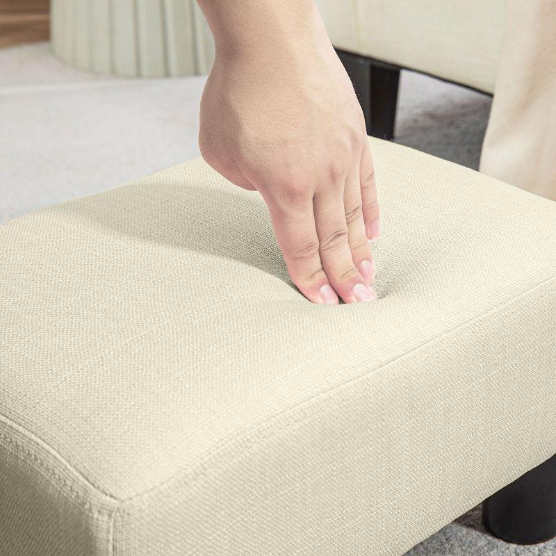 HOMCOM 16" Cube Modern Linen Fabric Pouf Footrest Ottoman - Beige