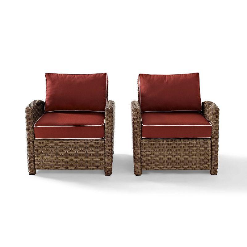 Bradenton 2pk Outdoor Wicker Chair Set - Sangria - Crosley: Steel Frame, UV & Weather-Resistant Patio Accent Chairs