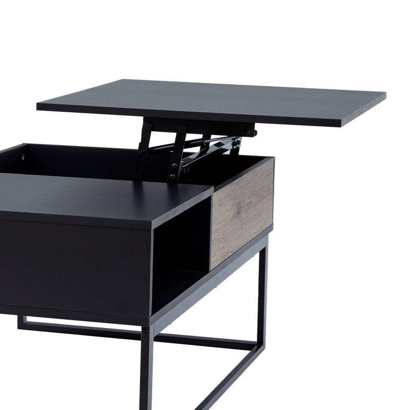 Bryson Two-Tone Lift Top with Storage Coffee Table Black - Teamson Home: Modern Home Office Desk