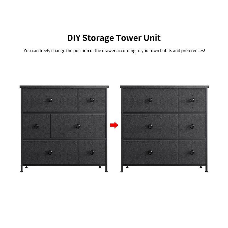 REAHOME 6 Drawer Steel Frame Bedroom Storage Organizer Chest Dresser with Waterproof Top, Adjustable Feet, and Wall Safety Attachment