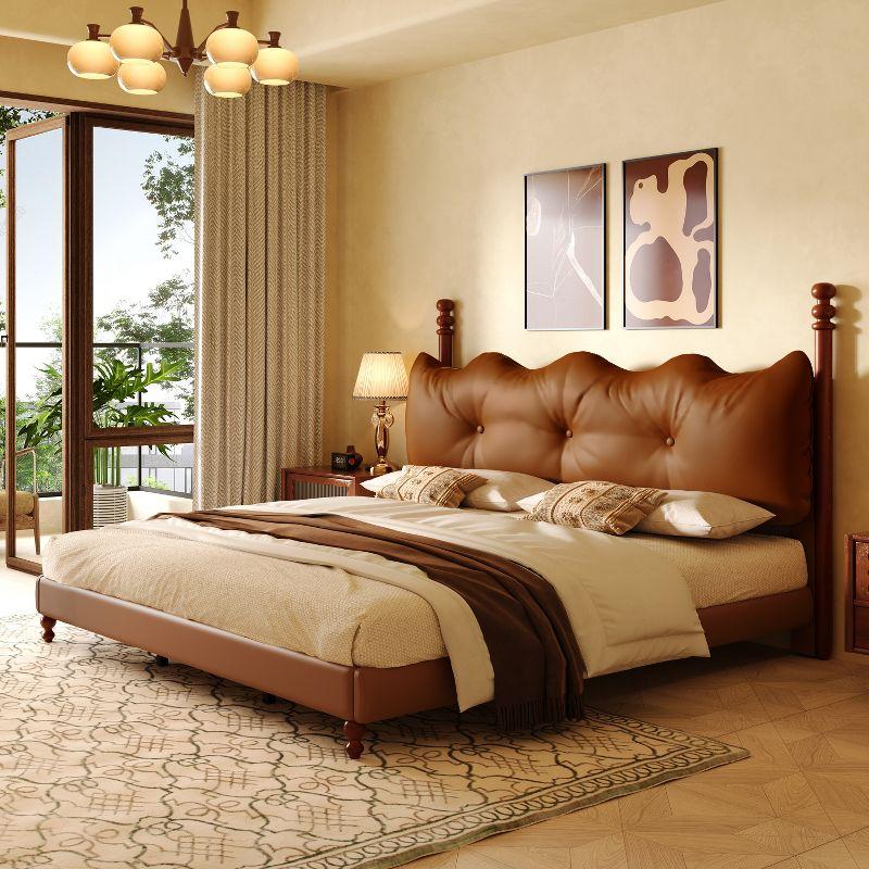 Christopher Knight Home Calka Modern Faux Leather Upholstered Coffee Bed with Headboard, California King