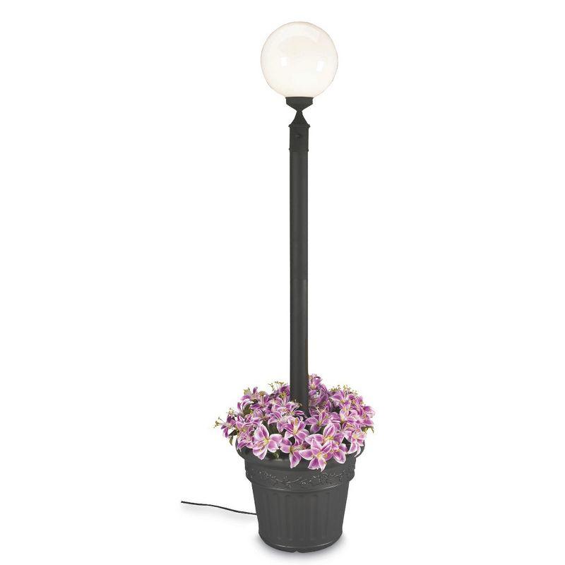 European Black Aluminum Outdoor Planter Lamp with White Globe