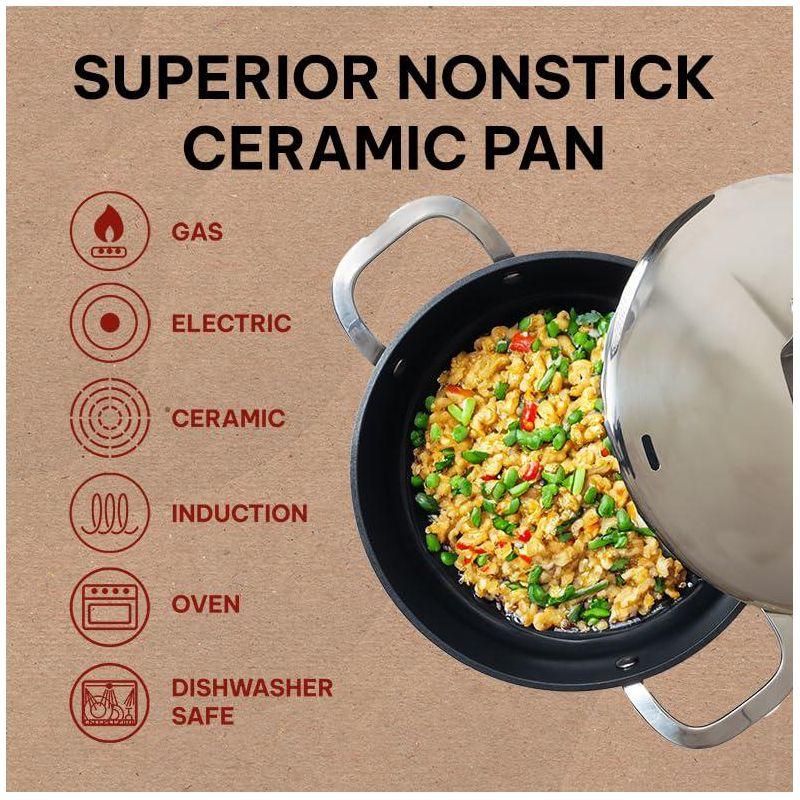 Alva Alva Maestro 3.5 Qt. Premium Nonstick Ceramic Frying Pan with Lid - Non Toxic and Oven Safe