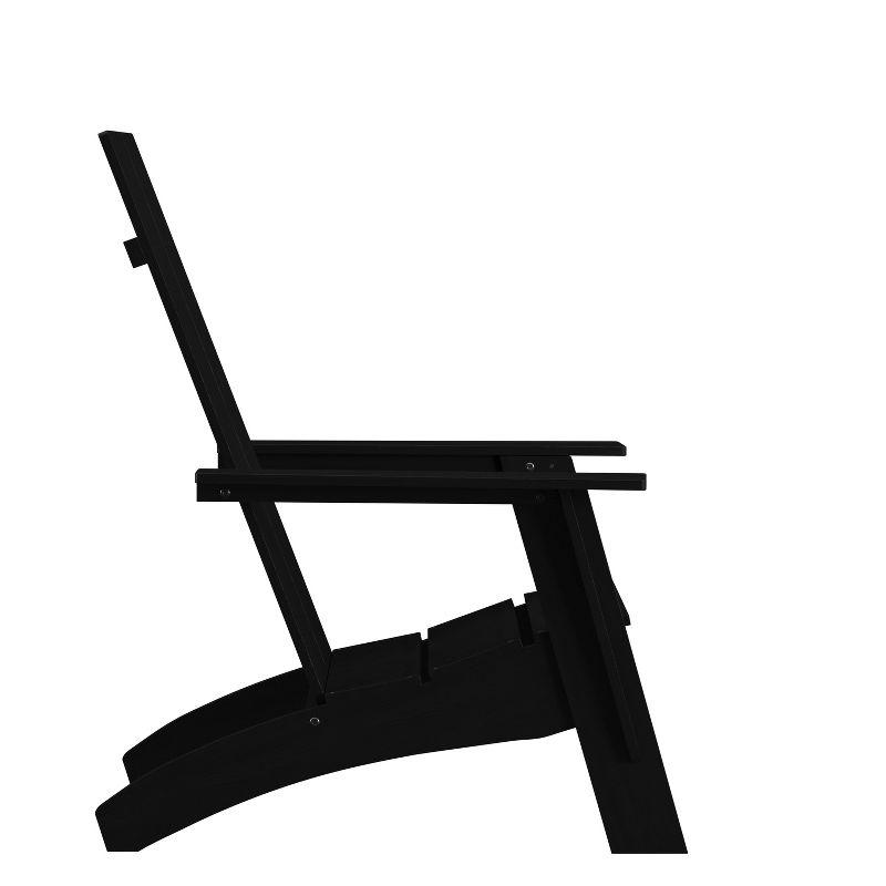 Merrick Lane Modern 2 Slat Back All-Weather Poly Resin Wood Adirondack Chair in Black