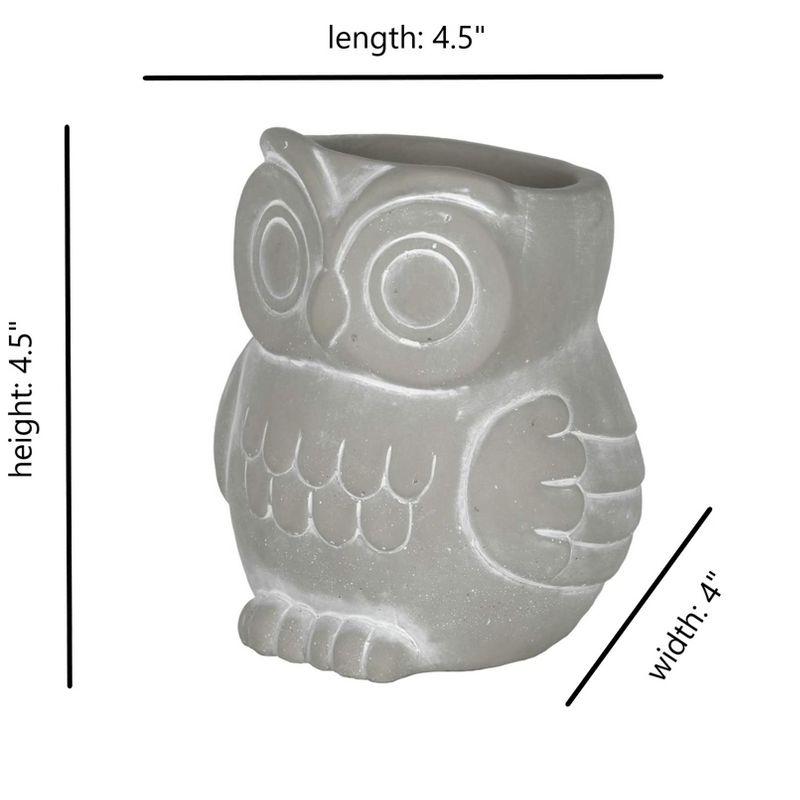 Classic Home and Garden Cement Buddies Indoor/Outdoor Planter with Drainage Hole, Owl, Gray, Small, 4.5in