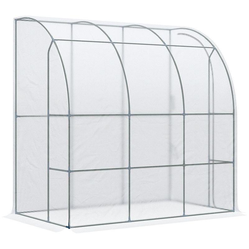 Outsunny Compact 7'x4' Lean-To Greenhouse with PE Cover and Roll-Up Door