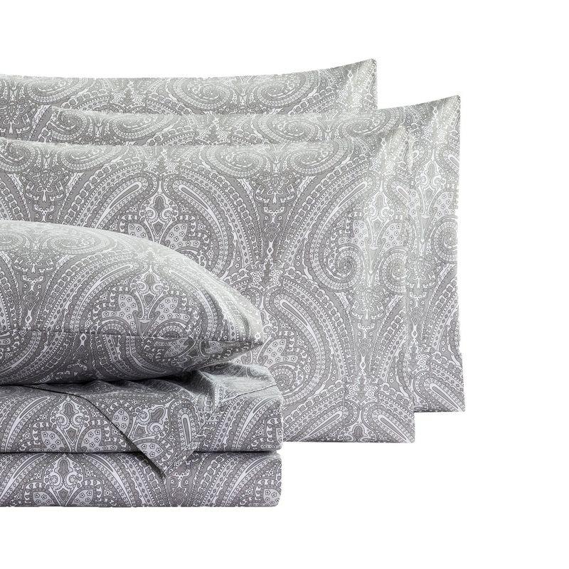 6 Piece Paisley Printed Sheet Set, Deluxe Ultra Soft 1500 Series, Double Brushed Microfiber by Sweet Home Collection®