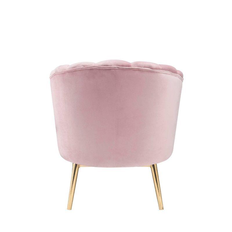 31" Colla Accent Chair Blush Pink Velvet/Gold Finish - Acme Furniture: Tufted, Leather Upholstery, Wood Frame