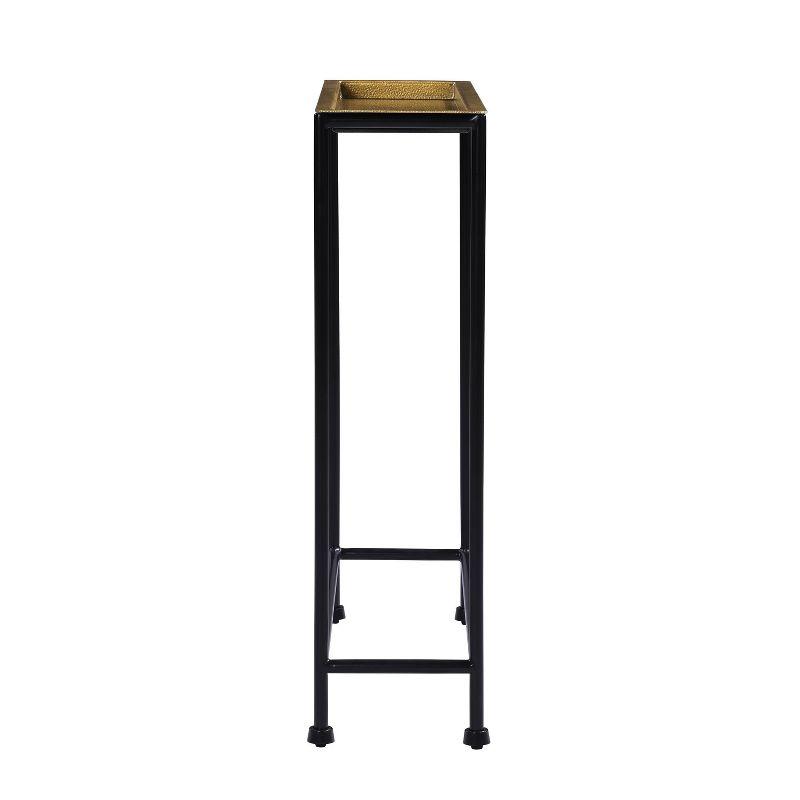 Comfort Pointe Tivoli Side Table Brass/Antique Bronze: Removable Tray, No Assembly, Metal Frame