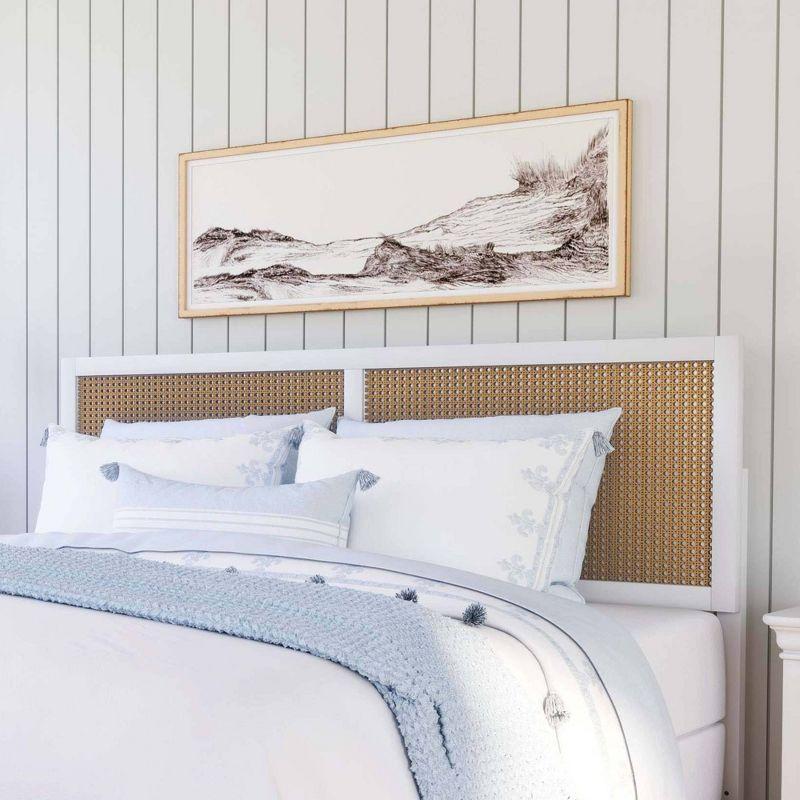 Serena Coastal White Wood & Cane King Headboard