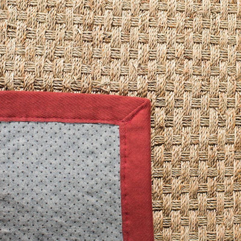 Natural and Red Flat Woven Wool Cotton Area Rug