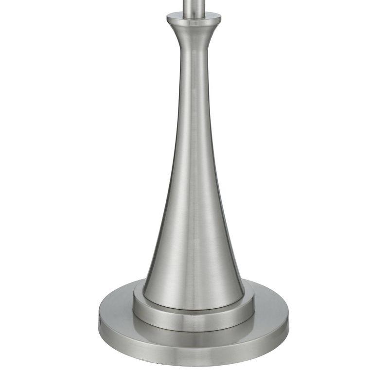 360 Lighting Karl Modern Floor Lamp Standing 63 3/4" Tall Brushed Nickel Metal White Tapered Drum Shade for Living Room House Bedroom Office Family