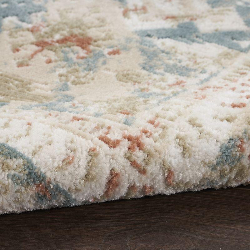 Thalia Green Ivory Geometric 5'3" x 7'3" Easy-Care Synthetic Rug