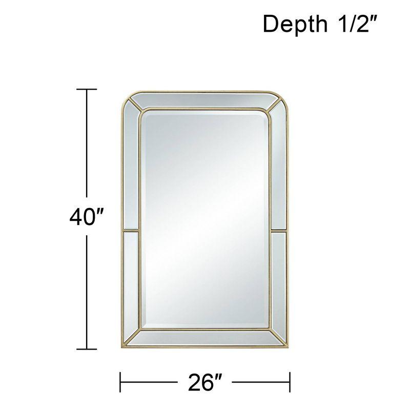 Possini Euro Design Rectangular Vanity Wall Mirror Modern Glam Beveled Edge Shiny Silver Leaf Frame 26" Wide for Bathroom Bedroom Living Family Room